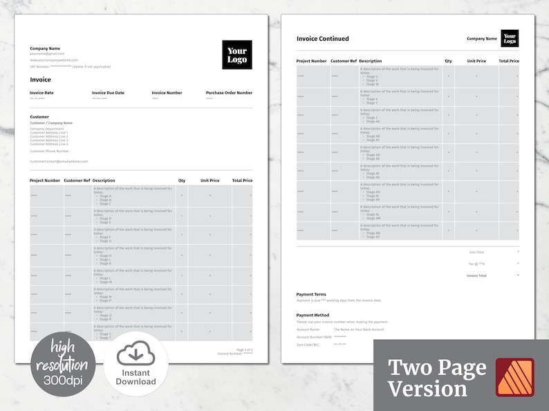Affinity Publisher Editable Invoice Template, Small Business Invoice ...