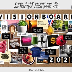 Kit Vision Board numérique imprimable | Citations motivantes / inspirantes | Définition de l'objectif/de la résolution | Modèle de collage | Adolescents, hommes et femmes