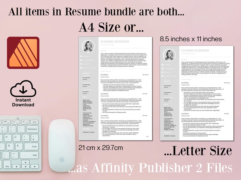 Affinity Publisher Editable Resume Template With Photo | Professional ...