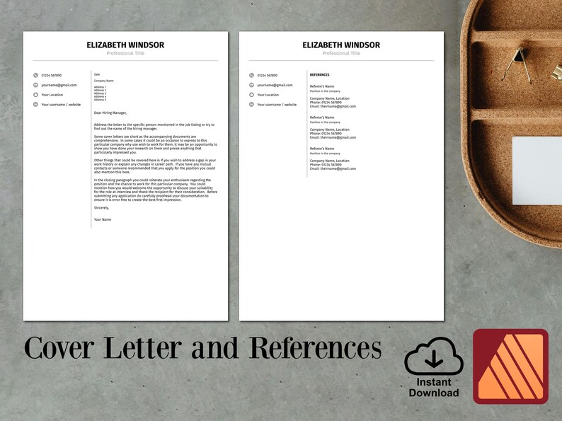 Affinity Publisher Editable Resume Template | Professional CV, Cover ...