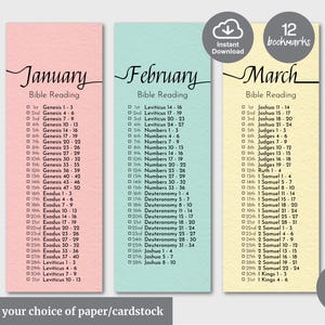 Printable Bible Reading Tracker Bookmarks, Daily Bible Reading Log, Year Bible Reading Plan, KJV Bible Bookmark for your Bible Study Journal