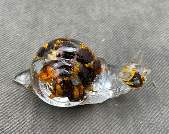 Small Resin Snail Figurine - Flowers