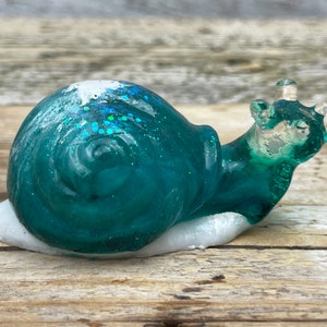 Small Resin Snail Figurine - Ocean Waves