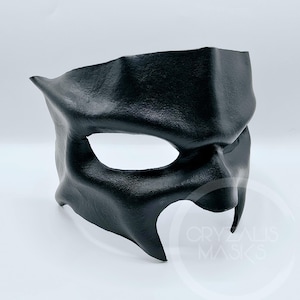 Black Mask handmade from 2.5mm Genuine leather, Adult costume masks Halloween Masquerade or themed parties, Cosplay costumes