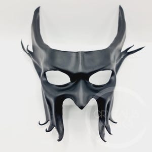 Krampus mask: Black leather horned masks | Cryzalis
