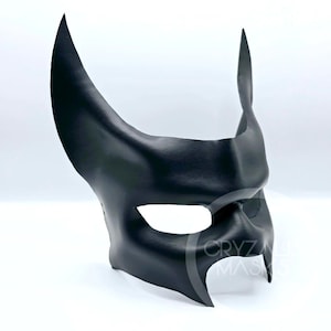 Bat mask, black leather adult costume masks for masquerade, cosplay or themed Halloween party, one size, unisex