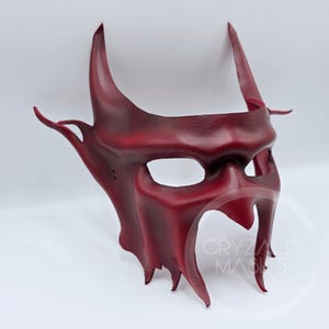 Red Demon mask, leather masks for adults, fantasy costumes, Adult Masquerade ball, cosplay or themed event costume