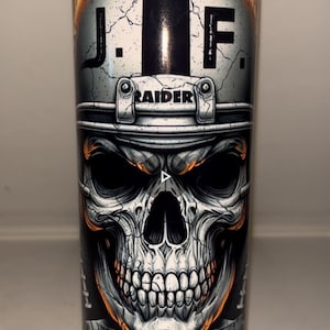 Raiders Skull 20oz Tumbler Cup - Customize with Initials
