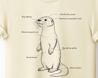 Funny Otter T-Shirt, Otter Anatomy Shirt, Cute Animal Science Tee, Kawaii Otter, Animal Lover Gift, Otter Drawing, Nature Shirt