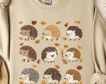 9 Bedårande Hedgehog-tröjor, mjuk och bekväm unisex-t-shirt för djurälskare, unik presentidé, avslappnad tröja för vardagsbruk