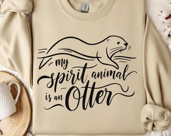 Sudadera unisex "Mi animal espiritual es una nutria", diseño minimalista de nutria para amantes de los animales, regalo divertido para fans de las nutrias.