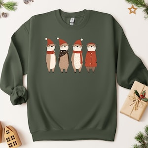 Otters Christmas Lights Sweatshirt, Otters Merry Christmas Shirt, Otter Lover Christmas Gift, Sea Animal christmas apparel, Christmas Gift
