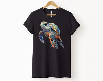 Vibrant Sea Turtle T-Shirt Colorful Ocean Life, Perfect for Nature & Animal Lovers, Eco-Friendly Marine Wildlife Tee, Great Gift for All