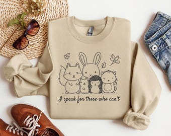Unisex Veterinarian Sweatshirt 'I Speak for Those Who Can't,' comfortable sweater with cute animals, gift for vet nurses, vet tec shirt