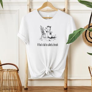 Funny Fox Shirt, A Fox’s Tail Is Called a Brush, Animal Fact T-Shirt, Black and White Drawing, Minimal Nature Tee, Fox Lover Gift Idea