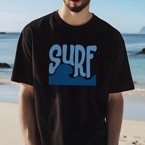 Surf T-Shirt Retro Wave Design Unisex Tee | Cool Fun Surfing Summer Wave Tee Beachwear | Coastal Vibes Beach Shirt | Summer Surfer Gift