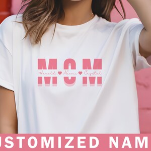 Personalized Mom T-Shirt with Kids&#39; Names – Custom Mothers Day Gift, Cute Mommy Shirt, Gift for Mom, Custom Mom Gift from Daughter