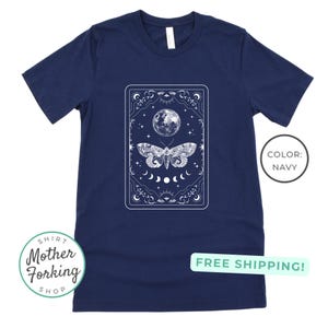 T-shirt cadre Tarot Papillon lunaire || T-shirt mignon sorcière, cadeaux pour amateurs de tarot, chemise phases de lune