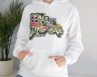 Sudadera con capucha de República Dominicana, regalo de cumpleaños del patrimonio nacional del país, sudadera con capucha de mezcla pesada unisex.