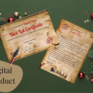 Certificado de lista de buenos amigos de Santa Claus - Carta de Navidad - Regalo de Navidad para niños - Descarga instantánea - Correo del Polo Norte