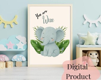 Arte de pared de jungla para habitación de bebé: estampados de animales de safari para decorar la habitación del bebé