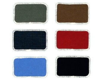 Plain rectangular patch -- reclaimed fabric -- organic cotton edge thread