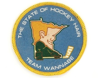 The State of Hockey Hair Team Wannabe Minnesota patch -- organic cotton -- printed with GOTS approved inks