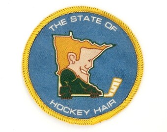 The State of Hockey Hair Minnesota patch -- organic cotton -- printed with GOTS approved inks