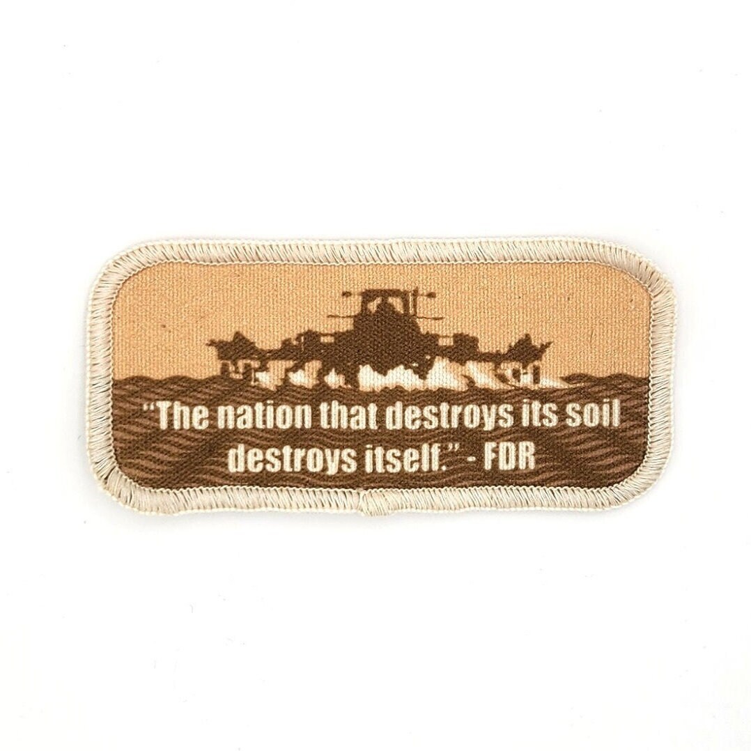 The nation that destroys its soil destroys itself patch -- organic cotton --  printed with GOTS approved inks