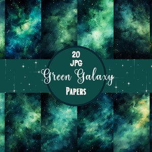 Aquarel Sterrennacht Digitaal Papier Groen Aquarel Textuur Groene Galaxy Achtergrond Nachtelijke Hemel Papier Ruimte Achtergrond Voor Junk Journal