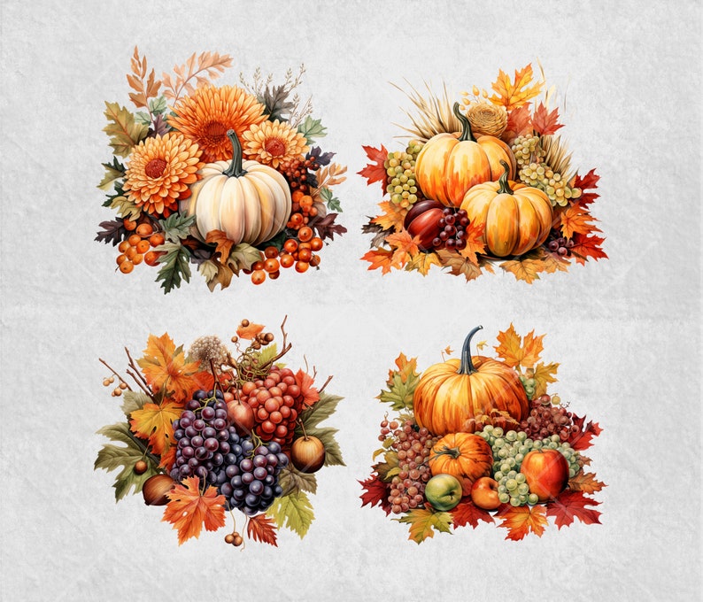 Watercolor Fall Decoration Cozy Autumn Clipart Autumn Elements Clipart ...