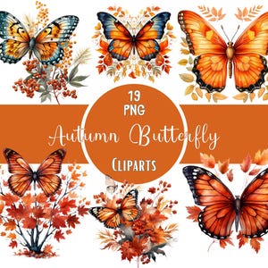 Acquerello autunno farfalla Clipart belle farfalle insetto sublimazione caduta farfalla autunno arredamento bosco autunnale per diario spazzatura