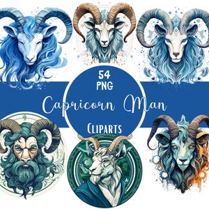 Aquarel Steenbok Man clipart bundel sterrenbeeld png astrologie print dierenriem sublimatie voor papier ambachtelijke scrapbooking ongewenste journaling