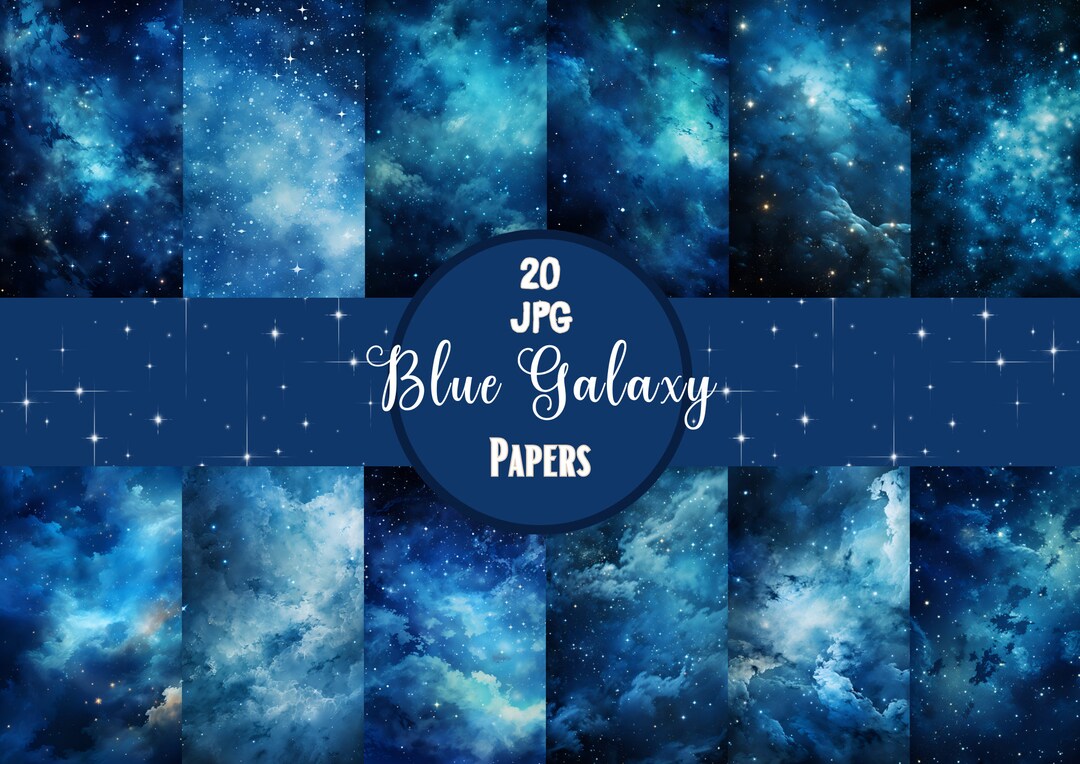 Watercolor Starry Night Digital Paper Blue Watercolor Texture Blue ...