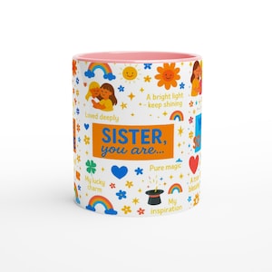 SISTER you are...loved affirmatiesmok. Cadeau voor zus, verjaardagscadeau voor zus, verjaardag zus, mok zus, kerstcadeau zus