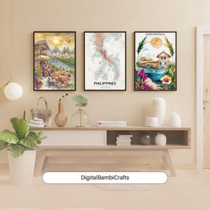 Set of 3 Philippines Digital Download, Wall Decor, Office Decor, Gift for Holidays, Birthdays, Housewarmings, Travel Decor, Digital Print