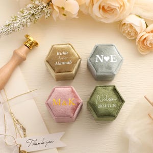 Hexagonal Plush Ring Box,Wedding Ring Box,Personalised Velvet Ring Box,Engagement Ring Box, Wedding Gift,Valentine&#39;s Day Gift,Gift For Her