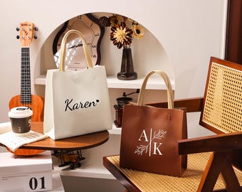 Personalised Leather Tote Bag, Large Capacity Handbag, Customisation Tote Bag, Women's Leather Tote Bag, Travel Shoulder Bag, Gift For Her