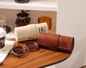 Personalised magnetic eyeglass case,Retro eye glasses case,Leather Sunglasses Box for Groomsmen,Best Man Gift,Christmas Gift,Gift for Dad