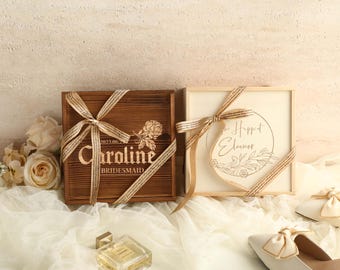Personalized Bridesmaid Keepsake Gift Box, Custom Personalized Wooden Memory Empty Box, Bridal Party Gift Box, Wooden Box, Wedding Gift Box