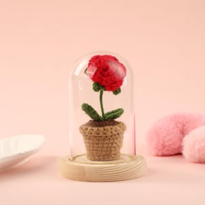 Handmade Crochet Mini Rose in Pot, Crochet Plant in Pot Desk Decor, Crochet Mini Sunflower in Pot, Valentines gifts, Gift for Her, Mom Gift