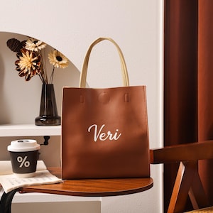Personalised Leather Tote Bag, Large Capacity Handbag, Customisation Tote Bag, Women&#39;s Leather Tote Bag, Travel Shoulder Bag, Gift For Her