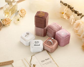 Square Plush Ring Box, Proposal Ring Box, Personalised Velvet Ring Box, Engagement Ring Box, Wedding Gift,Valentine's Day Gift,Gift For Her