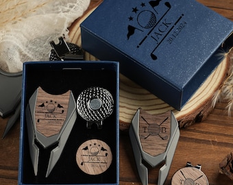 Custom Retractable Divot Tool,Personalized Golf Ball Marker Set with,Unique Groomsmen Golfer Gifts for Men Him,Engraved Golf Ball Marker Set