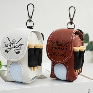 Golf Ball Bag,Mini Golf Ball Holder,Leather Golf Ball Bag,Stylish Pouch for Golf Balls,Tees Holder,Great Golf Gift,Christmas Gift For Golfer