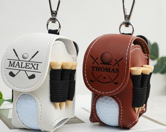 Golf Ball Bag,Mini Golf Ball Holder,Leather Golf Ball Bag,Stylish Pouch for Golf Balls,Tees Holder,Great Golf Gift,Christmas Gift For Golfer