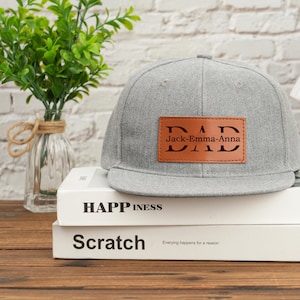 Personalized Leather Patch Hat,Dad Hat, Fathers Day Hat, Dad Hat, Fitted Baseball Hat, Gift for Dad, Dad Birthday Gift, Gift for Husband