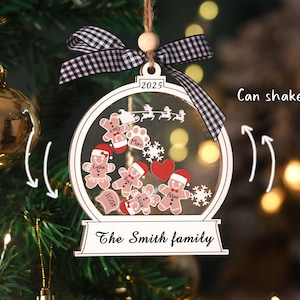 Personalized Gingerbread With Hat Family Christmas Ornament, Custom Family Ornament 2025, 4D Customized Cookie Ornament Gift for Christmas