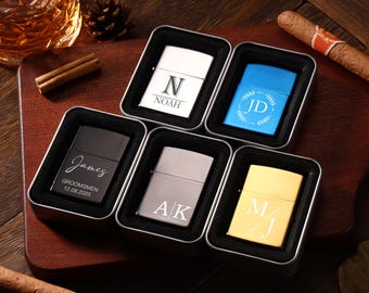 Encendedores para padrinos de boda, estuche personalizado con monograma, regalo para hombre, encendedores personalizados para él, estuche para encendedor de cigarros, regalo de aniversario para hombre, regalo para novio
