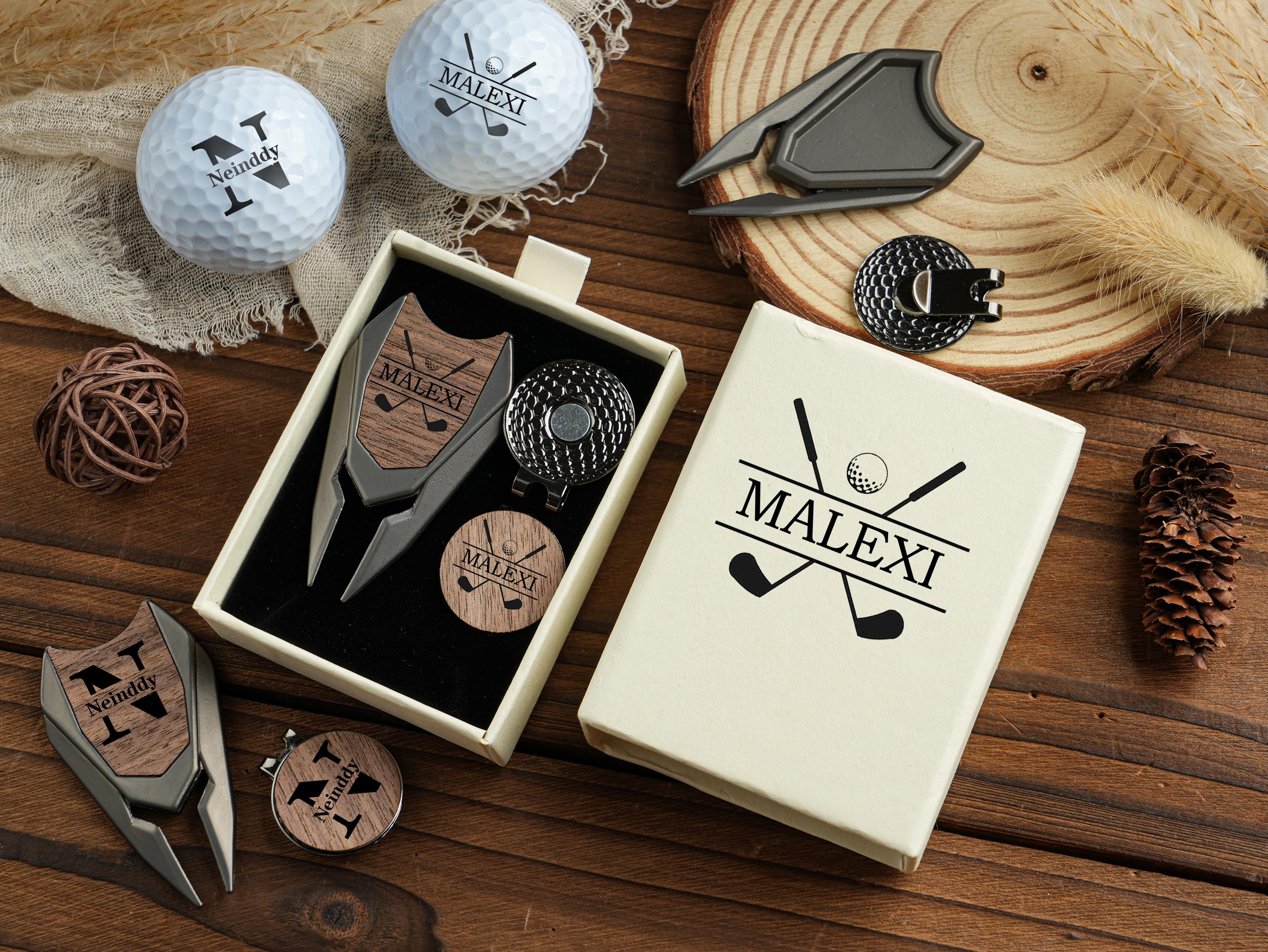 Personalized Golf Ball Marker Set with,Custom Retractable Divot Tool,Unique Groomsmen Golfer Gifts for Men Him,Engraved Golf Ball Marker Set